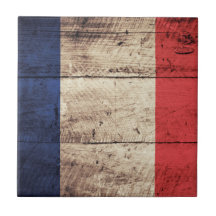 Old Wooden France Flag; Tiles