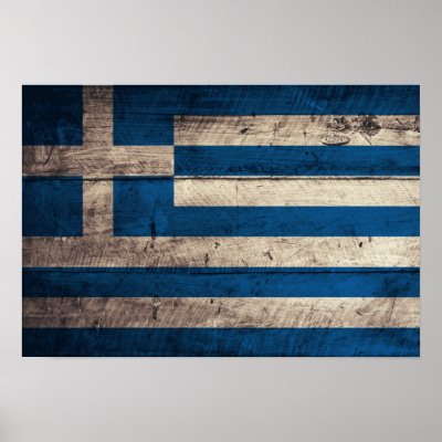 Old Wooden Greece Flag Posters