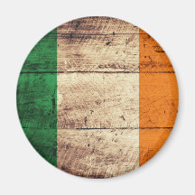 Old Wooden Ireland Flag Refrigerator Magnet