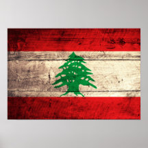 Old Wooden Labanon Flag Print