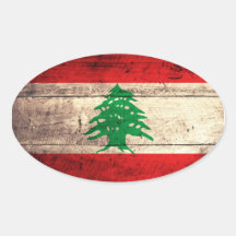 Old Wooden Labanon Flag Sticker