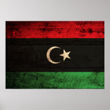 Old Wooden Libya Flag Print