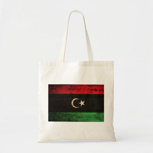 Old Wooden Libya Flag Tote Bags