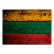 Old Wooden Lithuania Flag Cards