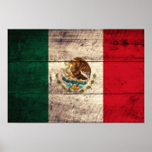 Old Wooden Mexico Flag Posters