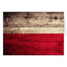 Old Wooden Poland Flag Greeting Cards