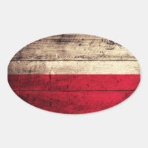 Old Wooden Poland Flag Stickers
