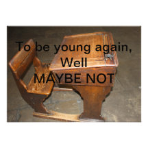 Old  Wooden School Desk and Chair Invitation