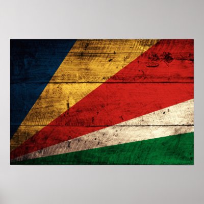Old Wooden Seychelles Flag Poster