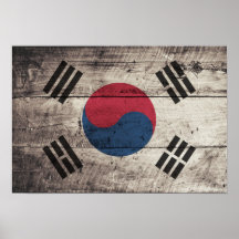 Old Wooden South Korean Flag Print