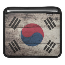Old Wooden South Korean Flag Sleeves For iPads