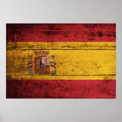 Old Wooden Spain Flag Posters