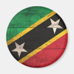 Old Wooden St. Kitts / Nevis Flag Fridge Magnets