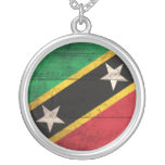 Old Wooden St. Kitts / Nevis Flag Pendant