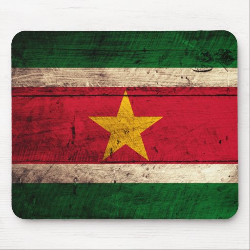 Old Wooden Suriname Flag Mouse Pad