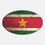 Old Wooden Suriname Flag Stickers