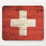 Old Wooden Swiss Flag Mousepads