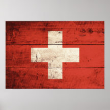 Old Wooden Swiss Flag Posters