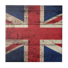 Old Wooden UK Flag; Ceramic Tiles
