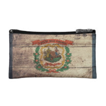 Old Wooden West Virginia Flag Makeup Bags