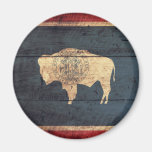 Old Wooden Wyoming Flag Refrigerator Magnets