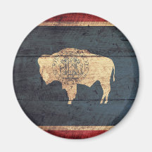 Old Wooden Wyoming Flag Refrigerator Magnets