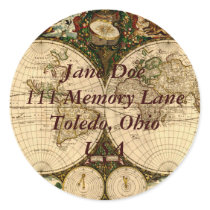 Old World Map  Address Sticker