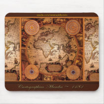 Old World Map Art - 1481 Mouse Pads
