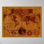 OLD WORLD MAP Art Poster posters