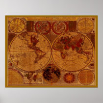OLD WORLD MAP Art Poster