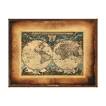 Old World Map Art Poster Gallery Wrapped Canvas