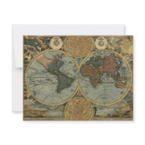 Old World Map Invitation Cards