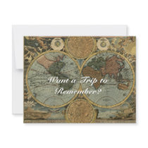 Old World Map Invitation Cards