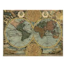 Old World Map Invitation Cards