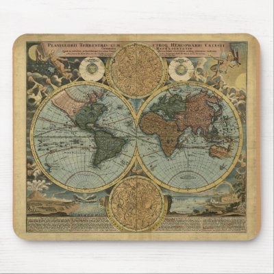 Old World Map Mousepad by HANDPRINTS