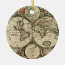 Old world map ornaments