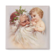 Old World Santa and Cherub Magnets