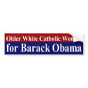 Older White Catholic Woman for Obama bumper stickers