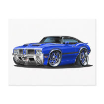Olds Cutlass 442 Blue Car Postcards