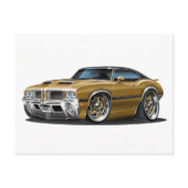 Olds Cutlass 442 Brown Car Post Card