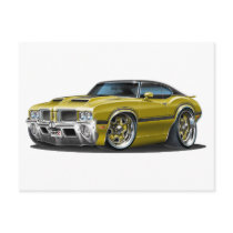 Olds Cutlass 442 Gold Car Post Cards