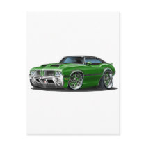 Olds Cutlass 442 Green Car Postcard