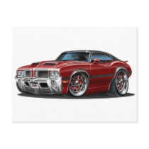 Olds Cutlass 442 Maroon Car Post Cards