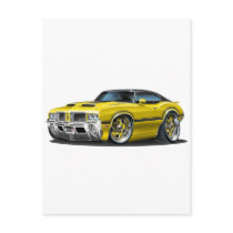 Olds Cutlass 442 Yellow car Postcard
