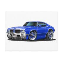 Olds Cutlass Blue Car Post Card