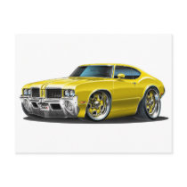 Olds Cutlass Yellow Car Postcard
