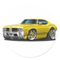 Olds Cutlass Yellow Car Round Stickers