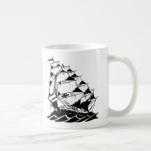 Olds Skool Tattoo Sailing Ship Navy Coffee Mug