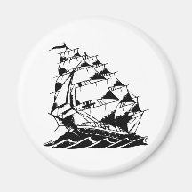 Olds Skool Tattoo Sailing Ship Navy Fridge Magnets
