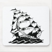 Olds Skool Tattoo Sailing Ship Navy Mousemats